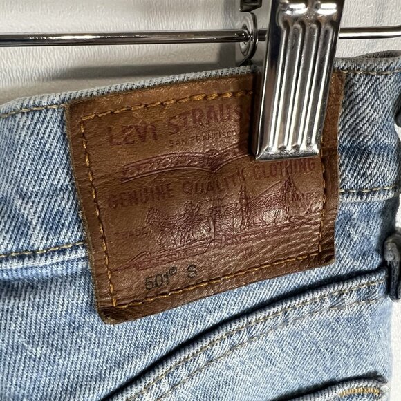 Levi's 501 Jeans Thrashed 25x30 Blue Light Wash Premium Denim Classic Distressed - Picture 8 of 11